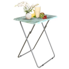 Garden 4 you Folding TV Tray Table TV Dinner Table with Sturdy MDF Top,Eating Trays for Living Room with No Assembly Required 15 x 18.9 x 26 in(Sea Blue,1PC)