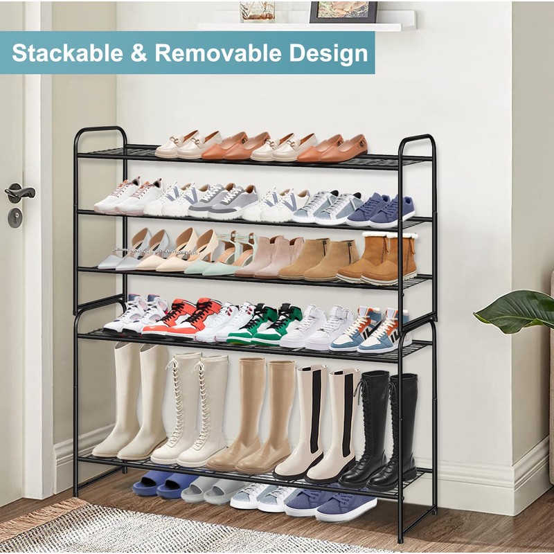 AOODA Long 3 Tier Metal Shoe Rack for Closet Wide