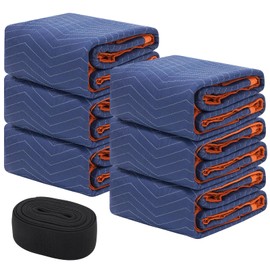 Permade 6 Pack Moving Packing Blankets- 72x80 in (26.4lb/dz) Heavy Duty Moving Pads for Furniture Protection Professional Quilted Cargo Shipping Furniture Blankets for Packing, Blue