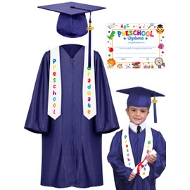 QZYL Preschool Graduation Cap and Gown Set, Unisex Kindergarten Graduation Outfit with Stole 2025 Tassel and Certificate