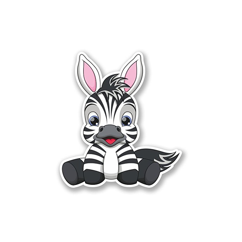 2 x 10cm/100mm Cute Zebra Cartoon Window Cling Sticker Car
