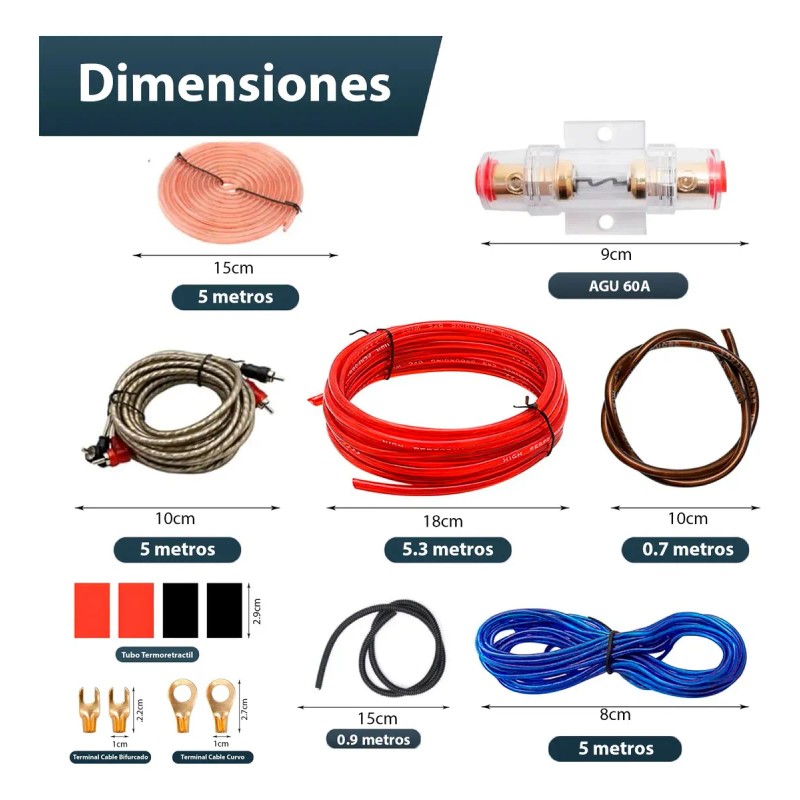 Kit Amplificador Instalacion Cable Rca Audio Auto 4ga