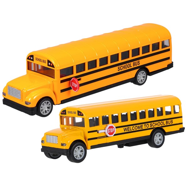 Operitacx 2 Piece School Bus Toy Cast Pull Back Cars