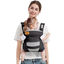 Shiaon Baby Carrier Newborn to Toddler(7-30lbs), Toddler Carrier with Adjustable Shoulder Strap, Baby Holder Carrier with Breathable Mesh Fabric, Black