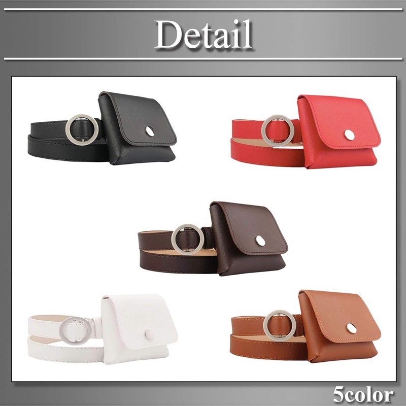 BUZZxSELECTION LBT076 Women's Leather Waist Pouch, Bag, Belt, Buckle, 2-Way