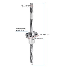sourcing map BallScrew SFU1204 (Dia 12mm, Lead 4mm, Length 250mm) with Ball Screw Nut Anti Backlash Ball Screw Kit Standard End Machining for BK/BF12 CNC Machine Parts