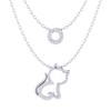 Circle and Kitty Cat Layered 1/10 Cttw Natural Diamond Pendant