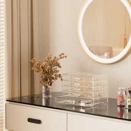 ProCase Acrylic Earrings Holder Organizer Box, Large Clear Earring Jewelry Storage Transparent Stackable Drawers Jewelry Display for Earring Ring Bracelet -Clear, 5 Layers