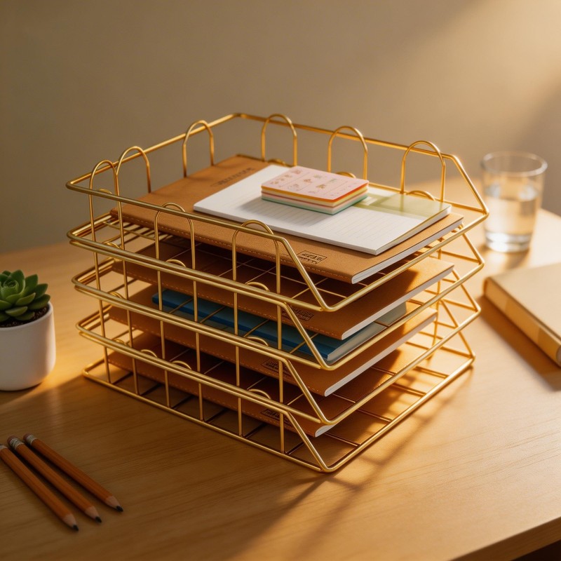 JIARI 4 Pack Desk Organizer Stackable Letter Tray Paper Organizer,