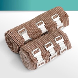 FIXOBANDAGE - Premium Elastic Bandage - Pack of 2 Compression Bandage with Clips Length 4,5m(Streched) x Width 12cm + 8cm