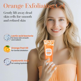 2 Pcs Orange Exfoliating Gel, Moisturizer Face Body Scrub Gel,Orange Enzymes Exfoliatings Gels,Deep Cleansing Moisturizing Facial Exfoliator,All Types Skin (200ml/7oz)