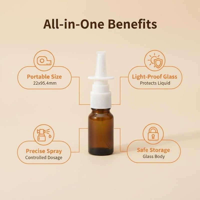 ericotry 6PCS 10ml/0.34oz Empty Glass Refillable Nasal Spray Bottles Fine