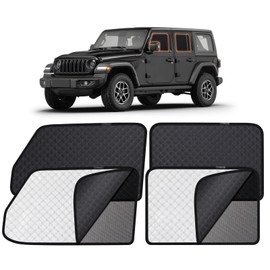 XCBYT Car Window Shades for 2019-2024 Wrangler | 2-in-1 Breathable Mesh & Blackout Side Window Covers | UV Protection & Privacy for Baby Naps, Camping & Car Rest (4 PCS)