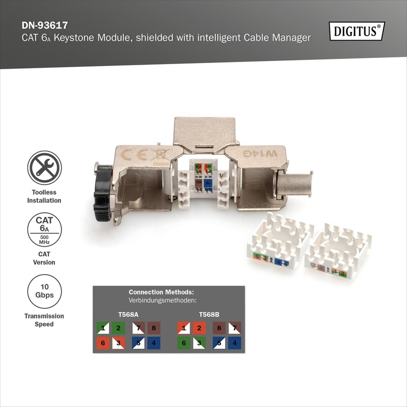 DIGITUS Keystone Module Cat-6A Shielded - Pack of 1 -