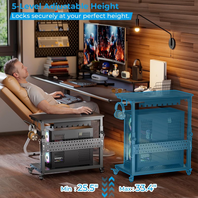 GreenForest Heavy Duty PC Stand, Gaming Computer Tower Cart with