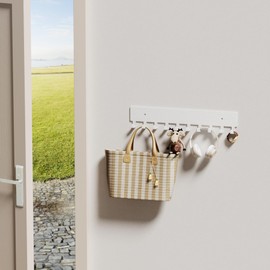 GTK Key Holder for Wall, Key Hooks with 10 Hooks, Wall Mounted Key Holder for Hallway, Self Adhesive Key Rack(White)