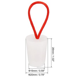 TOP-VIGOR 3Pcs Rubber Tapered Plug, 15mm to 20mm Solid Bathtub Bungs Stopper with Handle, Tapered Lab Seal Rubber Stoppers Test Tube Bungs for Test Tubes, Water Pipe, Drainage Hole, White