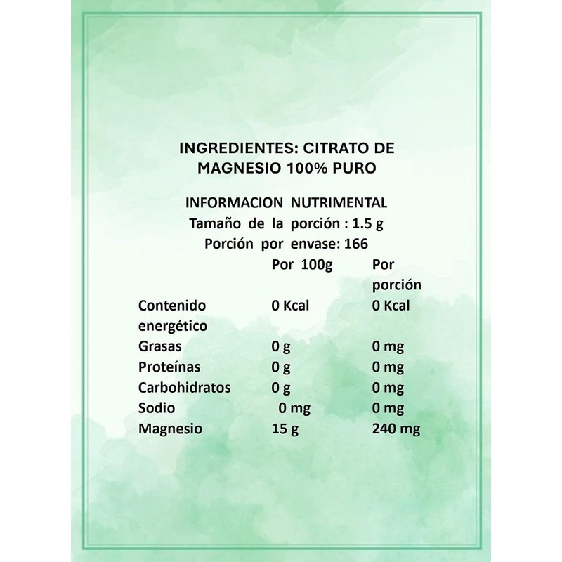 Citrato de Magnesio Natural de 250 G