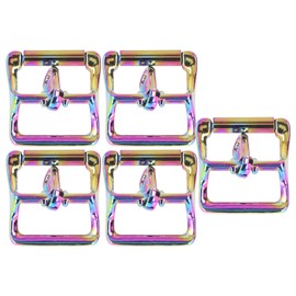 Pack of 5 Metal Backpack Buckles, Adjustable Sliding Buckles, Roller Buckle Strap Adjuster Hardware for Shoes, Boots, Leather, Belts, Straps, Bags, Leather Craft Accessories (25 mm), Colourful