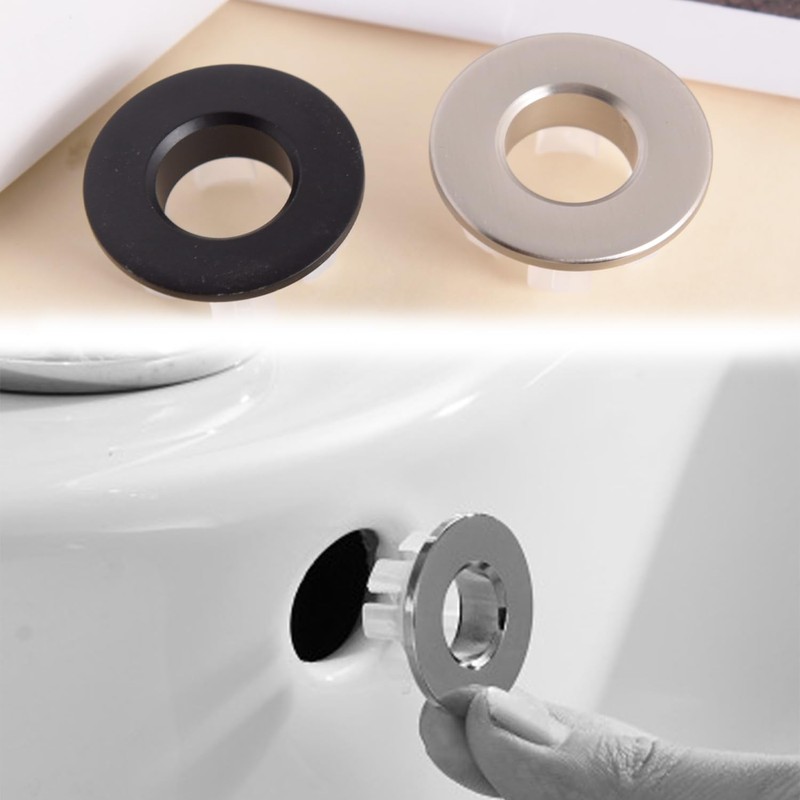 2PCS Black Overflow Ring,Sink Overflow Cover Bath Overflow Cover Replacement