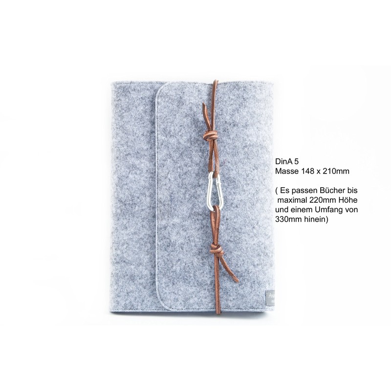 Calendar, A5 notebook, grey, felt leather book cover, retro vintage