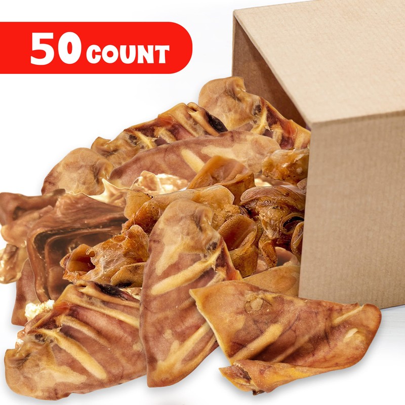 FETCHERONI Whole Pig Ears for Dogs Large - 50 Pack