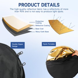 5-in-1 Photography Reflector Set - 30 cm Folding Reflector for Photography and Outdoor Lighting, Photo Shoots, Weddings - Disc Reflector, Reflector Translucent, Silver, Gold, White and Black