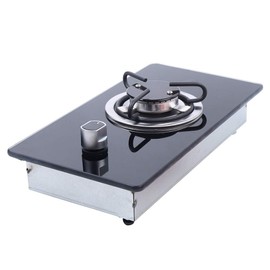 RustyVioum Boat Caravan LPG Gas Stove, GR-B002 Gas Camping Stove, Boat Caravan LPG Gas Stove Hob Cooker fit for Caravan, Motorhome, Boat with Tempered Glass, Black