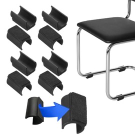 PATIKIL 8pcs Rectangle U Shape Chair Leg Tip Caps with Felt Pads Smooth Sliding Furniture Leg Floors Anti Scratch Noise Protection Hardwood Floor Fits 22mm Diameter Legs Black