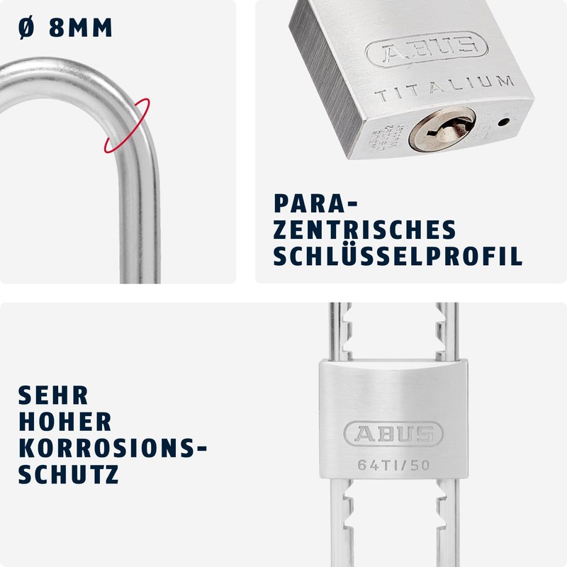 ABUS Titalium 64TI/50HB60-150 padlock with high, extendable shackle - cellar