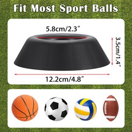 Hipiwe Bowling Ball Holder - 5 Packs Plastic Bowling Ball Cups Sport Ball Display Stands Black Soccer Ball Rack Memorabilia Ball Display Ring Pedestal for Football Basketball Volleyball Baseball