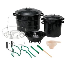 Granite Ware Enamel-on-steel 12-Piece Canner Kit, Includes 21.5 qt. Water Bath Canner with lid, Jar Rack, Blancher, Colander & 5 pc. Canning Tool Set
