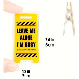 Funny Desk Signs, Leave Me Alone, I'm Busy, Funny Work Signs Desk Decor, Acrylic Office Clips Coworkers Gag Gift (2 Different)