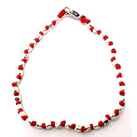 SPADARELLA Sword Bracelet with Nuggets in 925 Silver 3 mm Diameter and Red Nautical Cotton Handmade Unisex Length 19 cm 19 cm Cotton, Cotton