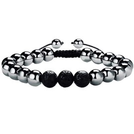 RENZHI-Magnetic Hematite Bracelet–Beaded Magnetic Bracelets for Men and Women (Beads are 0.3 inches in diameter) (black1)…