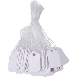 100Pcs White Rectangular Tag Sewing Supplies with Cotton Thread Price Display Cards DIY Hang Tag Price Label Labels, Indexes and Stamps