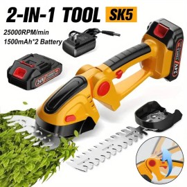 Unbranded Handheld Electric Cordless Hedge Trimmer Grass Shear Bush Trimmer w/ 2x Battery