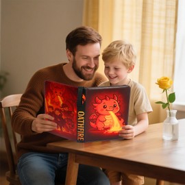 Oathfire Trading Card Binder, 9-Pocket 50 Pages, 900 Cards PU Leather Zipper 3-Ring Album, Cute Dragon for Kids Boys & Girls, Standard Size for TCG/MTG/Sports Cards