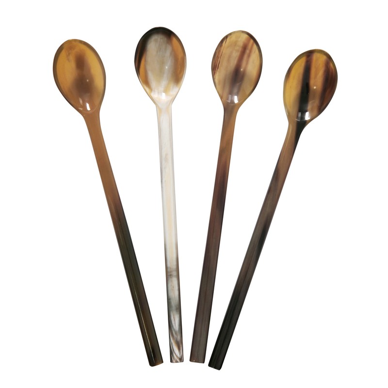 Marycrafts Set of 6 Long Buffalo Horn Caviar Spoons