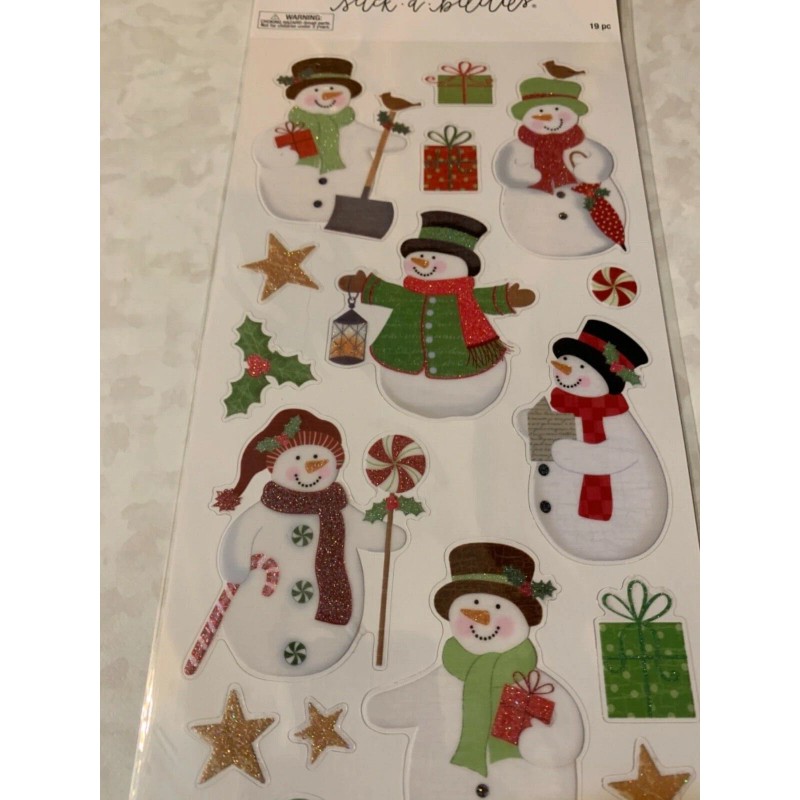 STICKABILITIES THE PAPER STUDIO STICKERS CHRISTMAS SNOWMEN SNOWMAN 19 PCS