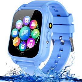 Kids Waterproof Smart Watch for Boys Girls Ages 3-12 Learning Toys with 26 Games Camera Video 1.44" Touchscreen Music Player Alarm Clock Flashlight Pedometer Toddler Watches Birthday Gift