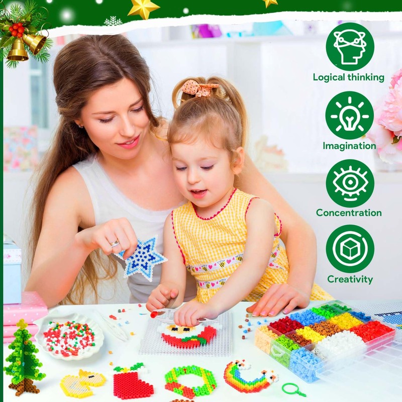 WEVOL 6350 Piece Iron-On Beads Set, Christmas Beads 5 mm,