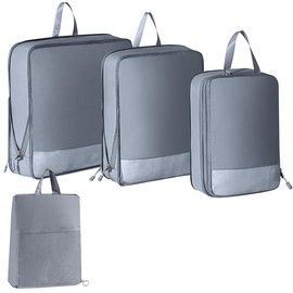 Miaglury 4 Set Compression Packing Cubes for Suitcases Backpack, Expandable Travel Cubes for Packing with Shoes Bag, Waterproof Tear-resistant Suitcase Organiser Bags for Carry On Luggage,Grey