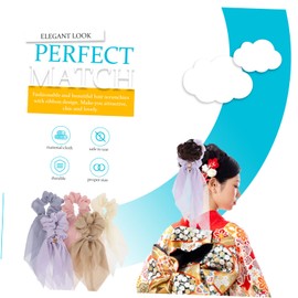 Gatuida 5pcs Hair Ribbon Scrunchies for Women Elegant Headdress Ponytail Holders with Bow Design for Daily Use Parties Weddings Fashion Styling