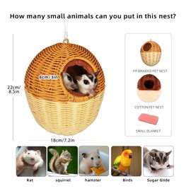 HardcorePet Sugar Glider Hammock, Acorn Shaped Bird Bed with Supporting Cotton nest, Universal in All Seasons, Suitable for Rats, Chipmunks, Squirrels and Parrots.