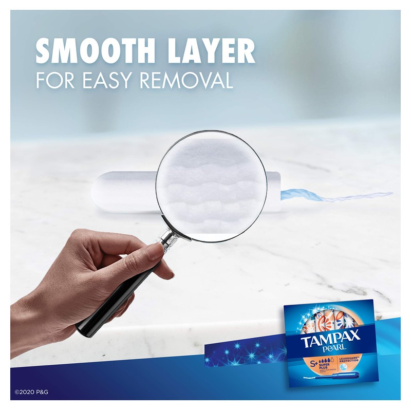 Tampax Pearl Tampons with Plastic Applicator, Super Plus Absorbency, Unscented,