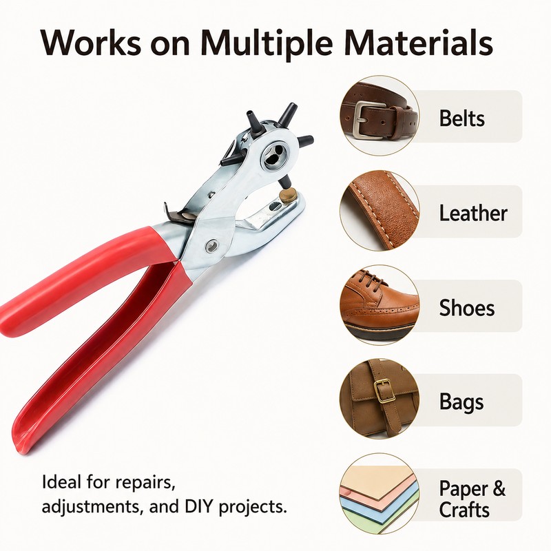 Leather Hole Punch Pliers for Belts & Crafts – 6-Position