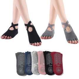 Amzbag Pilates Socks, 5-Toe 3D Anti-Slip, Yoga Socks, Grip Socks, No Toes, Breathable, Antibacterial, Odor Resistant, Quick Drying, Anti-Fade, Sweat Protection, Stylish, Indoor Exercise, Dance,