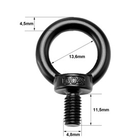ORTAVA Pack of 5 Eye Bolts M5, Eye Bolt M5 Made of Stainless Steel A2V2A, Black Oxide, Eye Bolt for Hanging and Fixing