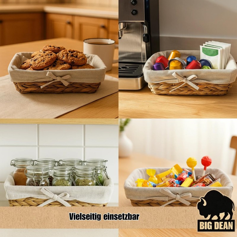 BigDean Set of 3 bread baskets, bread baskets, modern braided